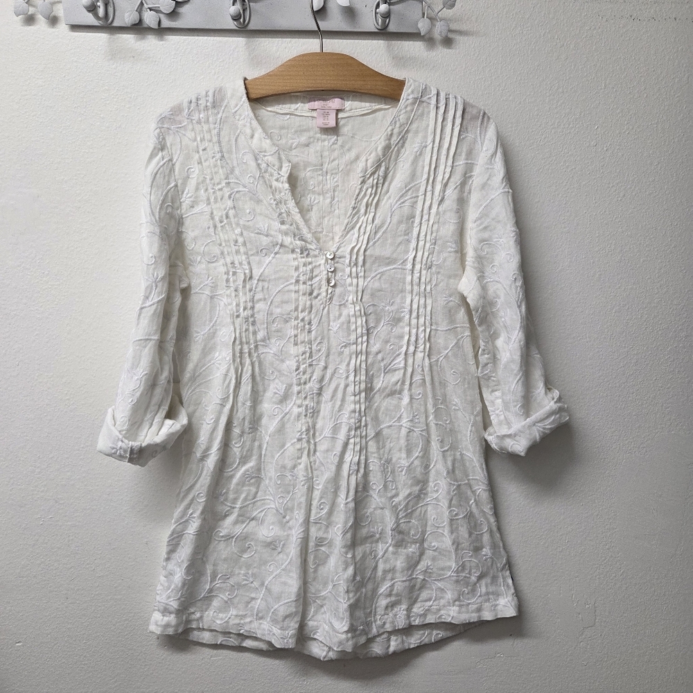 St. Tropez White Linen Top